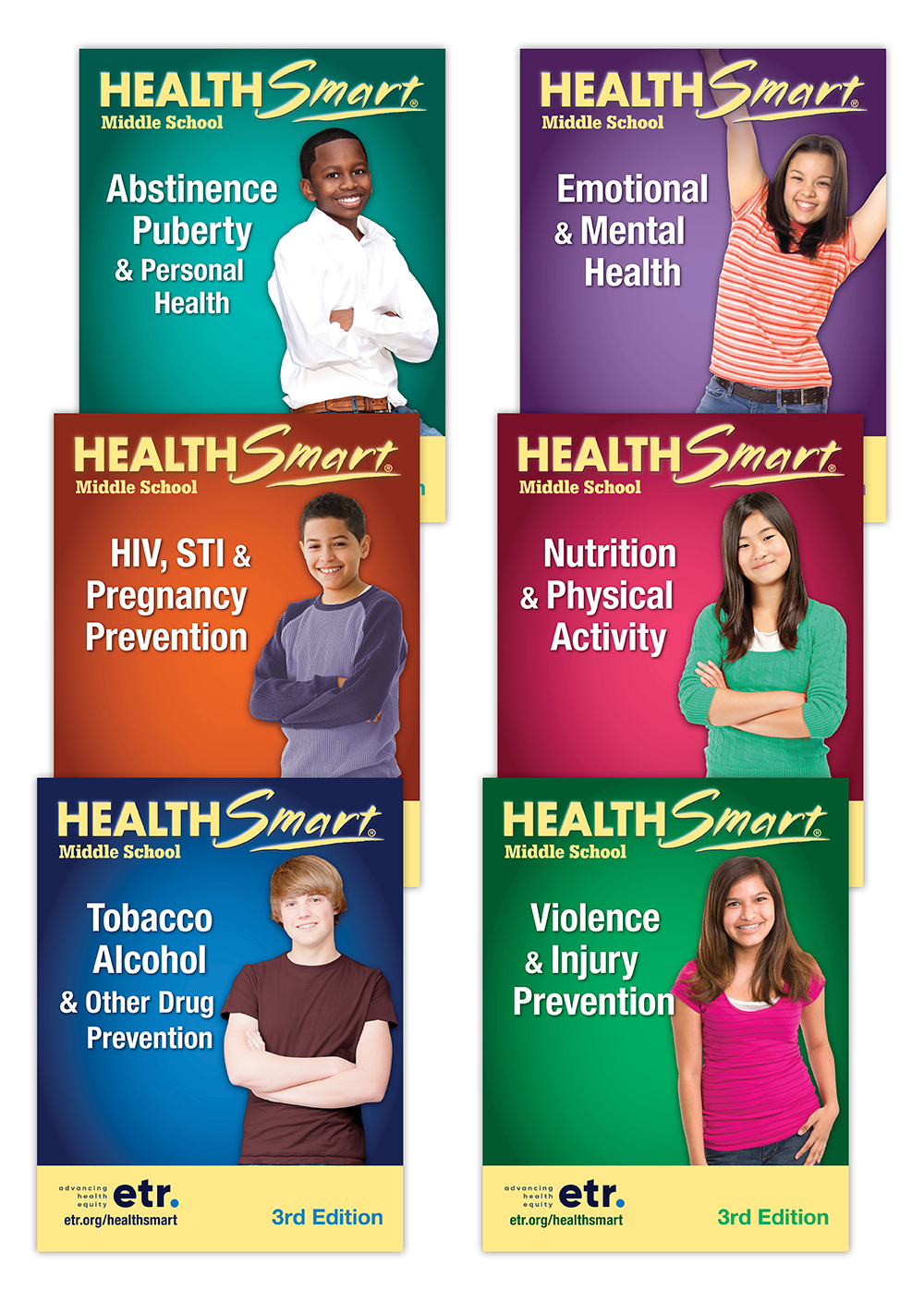 Covers of HealthSmart Middle School workbooks