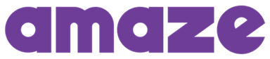Amaze logo: the word “amaze” written in purple block letters