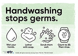 Hand Washing Stops Germs (Item number T102)