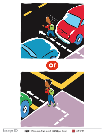 making a safe decision to cross at the corner