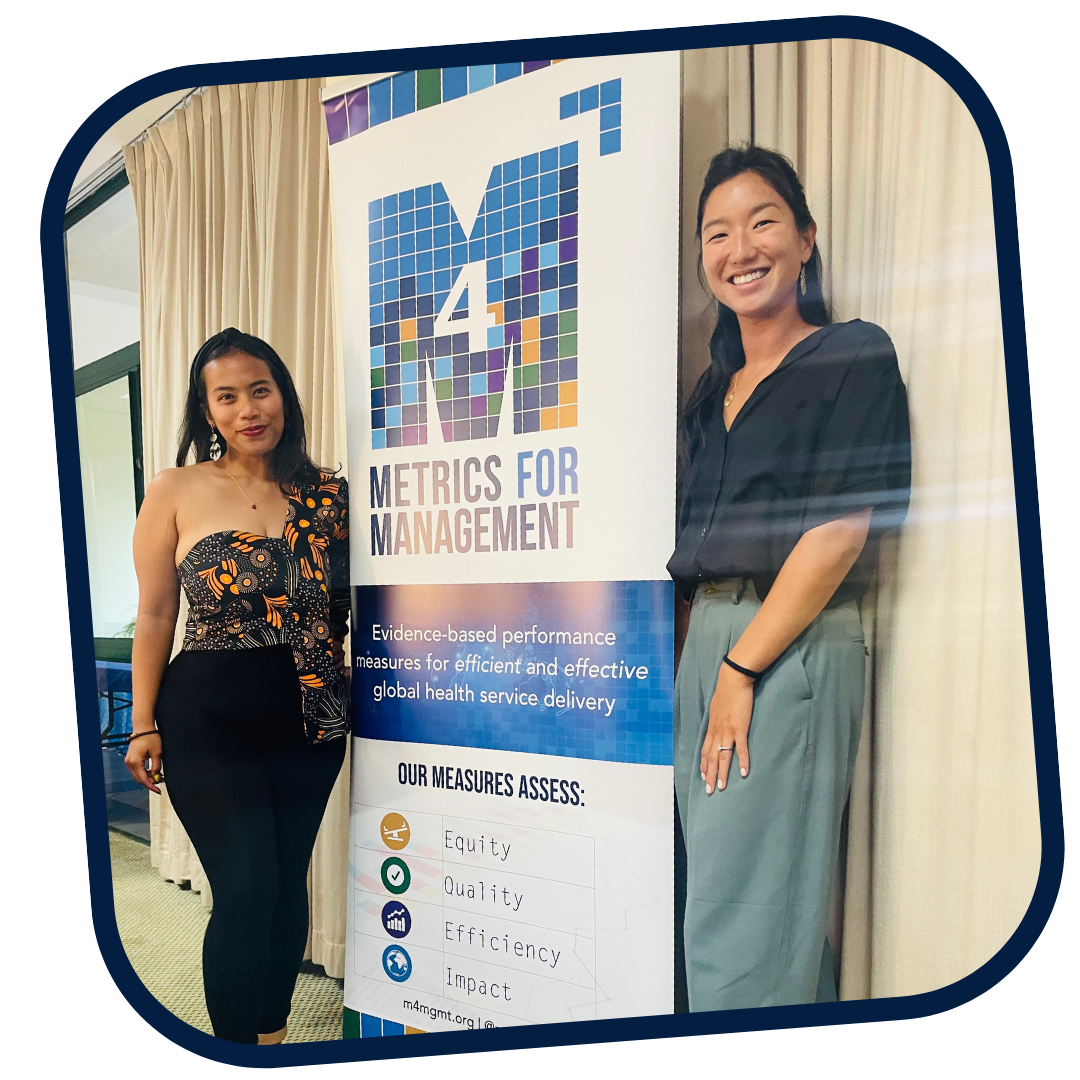 Dina Chaerani, co-founder of Sexdugram, which won the YTH Live 2022 Innovation Challenge, and YieldHUB Program Associate, with the blog author Sarah Han at the MY-SRH Initiative Convening hosted by Metrics for Management.