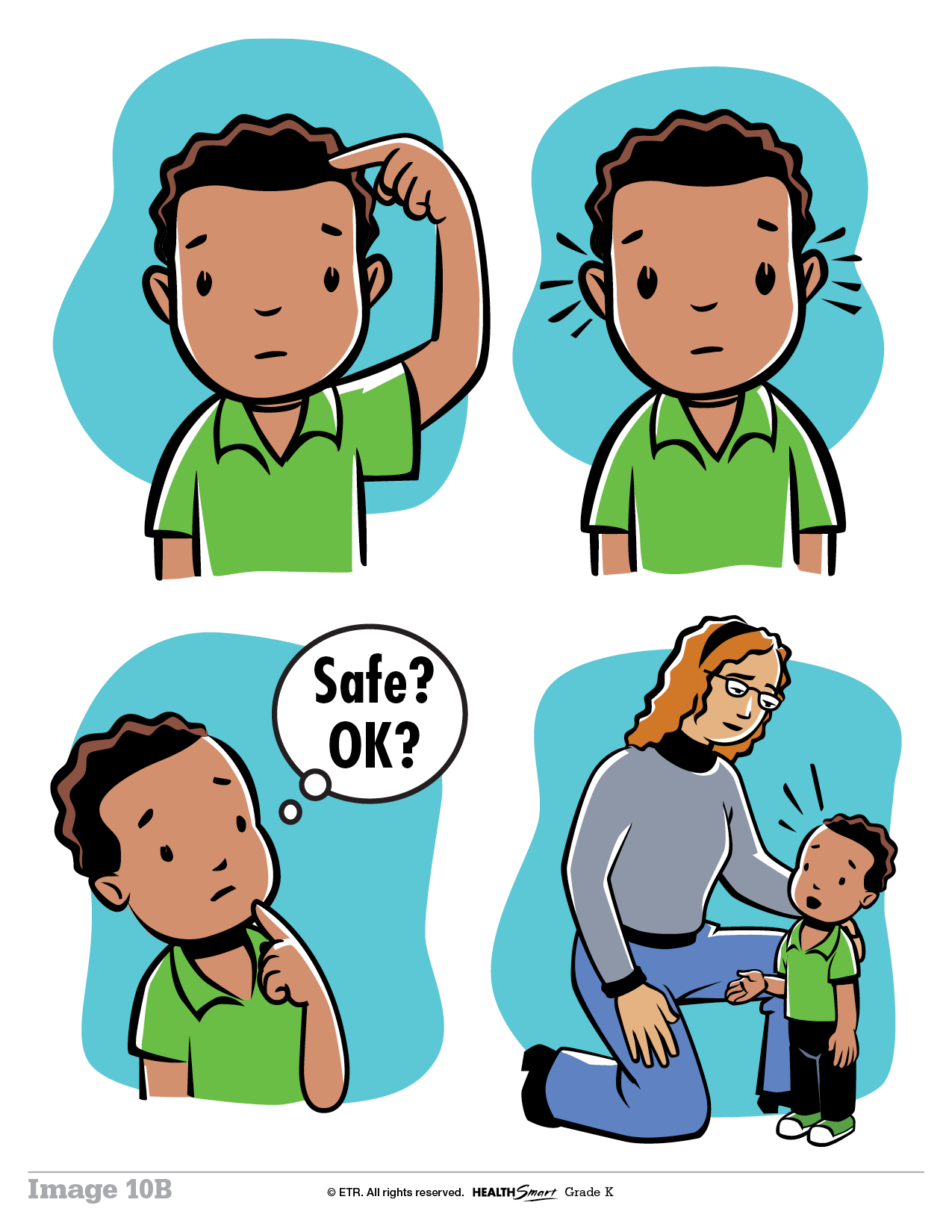 child deciding to get adult help
