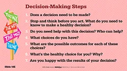 a list of decision-making steps used in middle school lessons