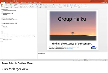 PowerPoint slide in Outline View